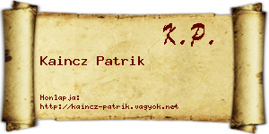 Kaincz Patrik névjegykártya